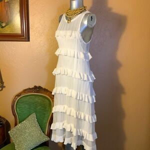 NWPT Zara White Ruffled Festival Whimsigoth Bohemian Sheer Dress.  Sz S